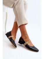 Dámské kožené baleríny na plochém podpatku model 21651882 černé - Laura Messi