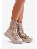 Kožené Semišové Boty Na Platformě Zateplené Maciejka 06565-04 Béžové