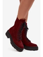 Dámské workery z pravé kůže s  bordó model 21712894 - Zazoo