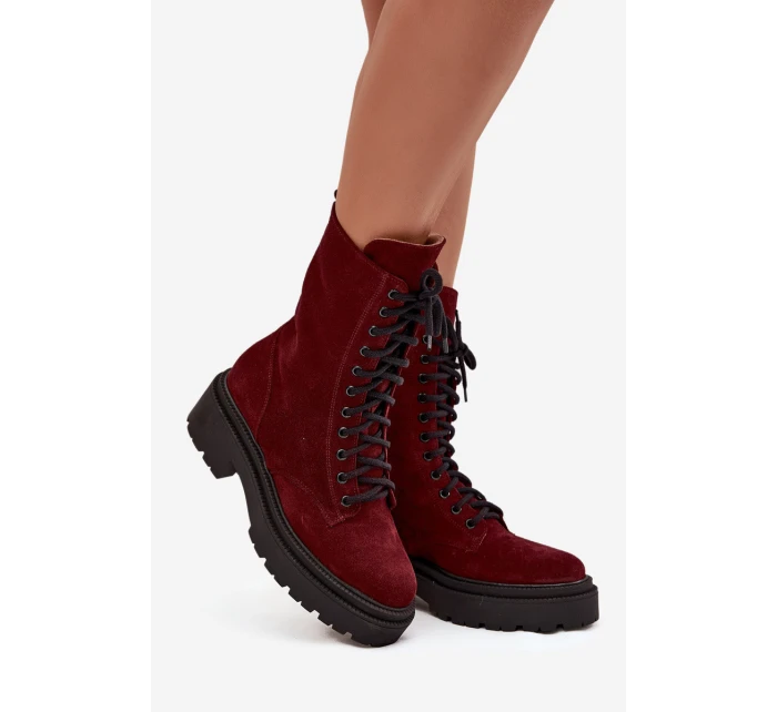 Dámské workery z pravé kůže s  bordó model 21712894 - Zazoo