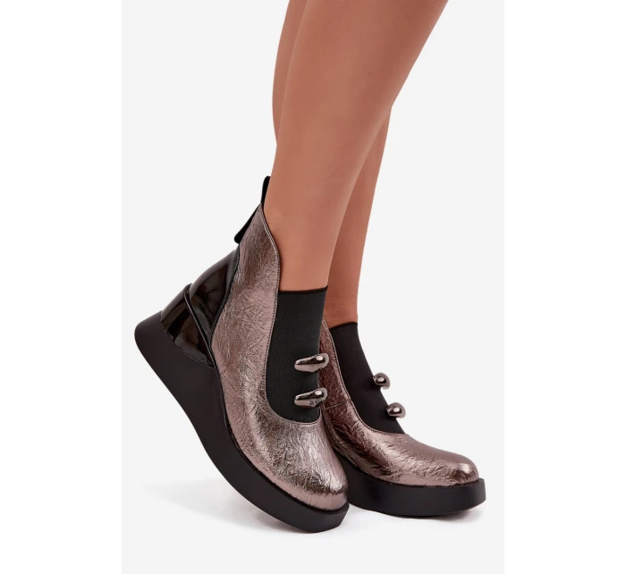 Dámské kotníkové boty na platformě D&A MR52-106 metalické Dámské kotníkové boty na platformě D&A MR52-106 metalické