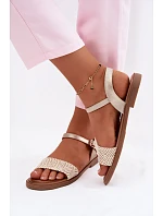 Dámské sandály na nízkém podpatku Zlaté model 22133318 - Boto