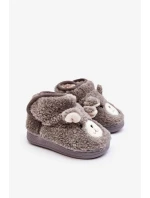 Dětské zateplené pantofle s medvídkem, šedá Eberra Dětské zateplené pantofle s medvídkem, šedá Eberra