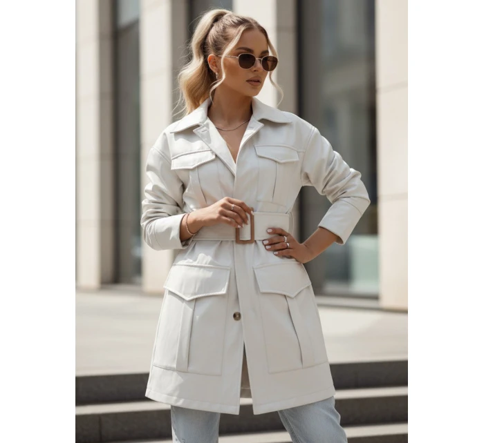 VERMONT dámský přechodový kabát s vázáním světle šedý FashionStreet NY0581