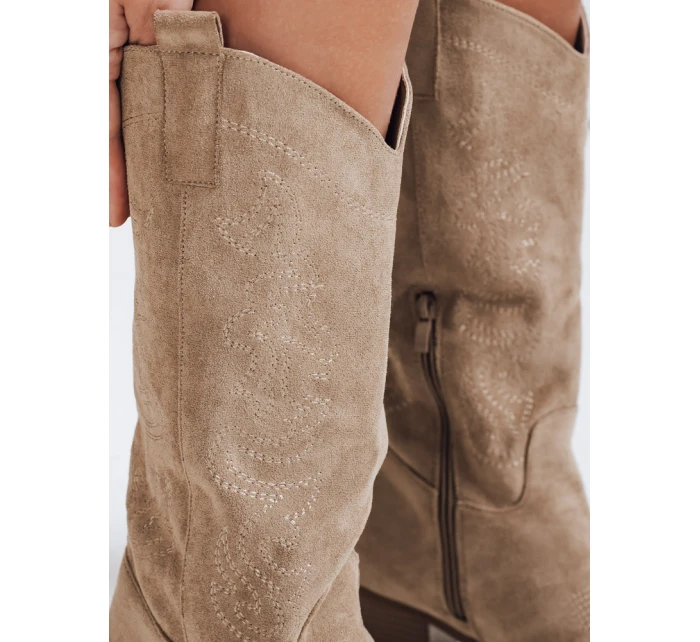 Dámské kovbojské boty béžové Dstreet ZY1091 Dámské kovbojské boty béžové Dstreet ZY1091