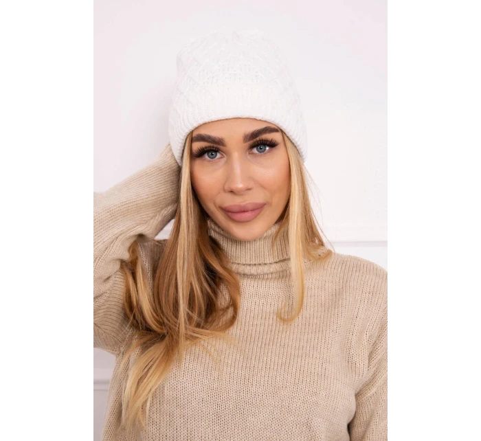 Fleecová čepice model 18750825 bílá - K-Fashion Fleecová čepice model 18750825 bílá - K-Fashion