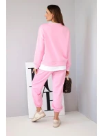 Dámská souprava s s volnou mikinou a tepláky světle růžový model 21808633 - K-Fashion Dámská souprava s s volnou mikinou a tepláky světle růžový model 21808633 - K-Fashion