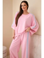 Dámský set viskózový máslový s širokou nohavicí a volnou blůzou světle růžový Dámský set viskózový máslový s širokou nohavicí a volnou blůzou světle růžový