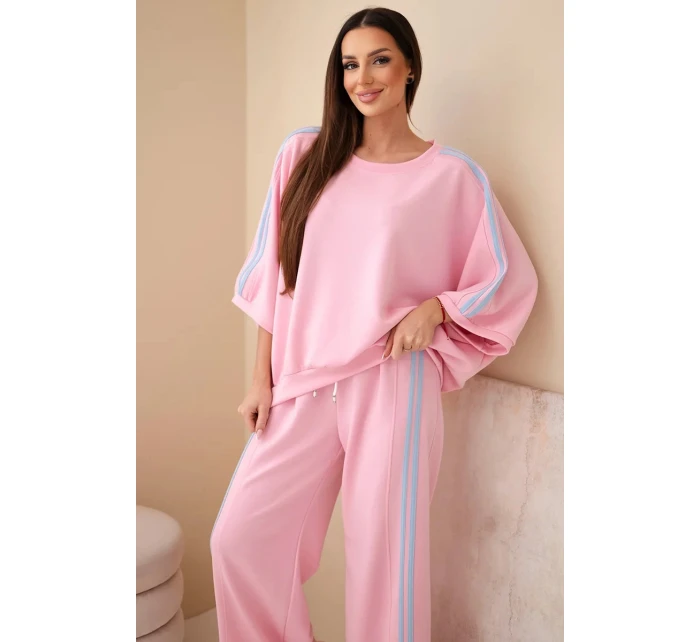 Dámský set viskózový máslový s širokou nohavicí a volnou blůzou světle růžový Dámský set viskózový máslový s širokou nohavicí a volnou blůzou světle růžový