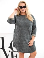 Dámské šaty Plus Size manšestrové s volným střihem khaki Dámské šaty Plus Size manšestrové s volným střihem khaki