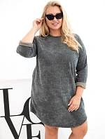 Dámské šaty Plus Size manšestrové s volným střihem khaki