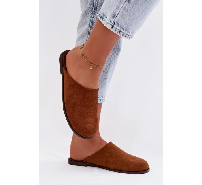 Dámské ploché sandály z eko semiše Camel model 21960869 - Boto