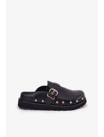 Dámské kožené pantofle na platformě Big Star – černé Dámské kožené pantofle na platformě Big Star – černé