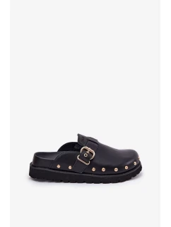 Dámské kožené pantofle na platformě Big Star – černé