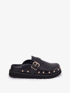 Dámské kožené pantofle na platformě Big Star – černé