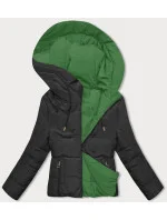 Černo-zelená oboustranná krátká bunda s kapucí (B8181-1082) Černo-zelená oboustranná krátká bunda s kapucí (B8181-1082)
