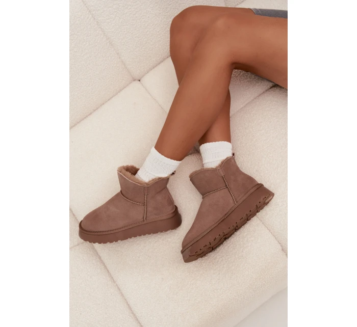 Semišové zimní boty pro ženy na platformě model 21707902 béžové - VINCEZA