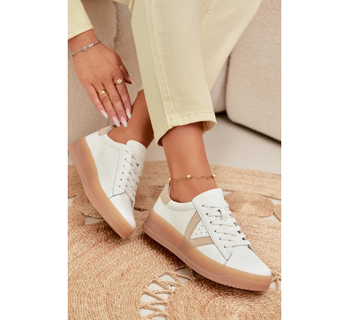 Dámské tenisky z pravé kůže na platformě Vinceza 79597 Bílé Dámské tenisky z pravé kůže na platformě Vinceza 79597 Bílé