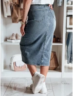 Džínová midi sukně s rozparkem DENIZA modrá FashionStreet CY0484