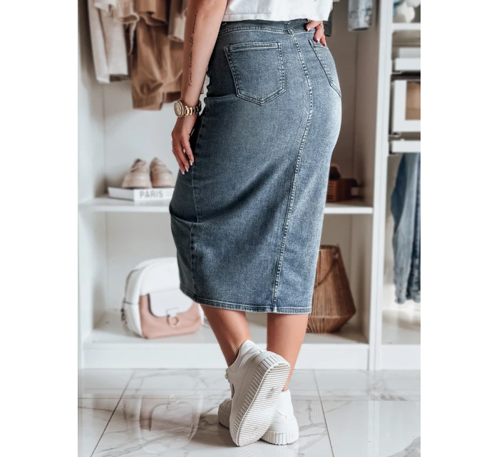 Džínová midi sukně s rozparkem DENIZA modrá FashionStreet CY0484