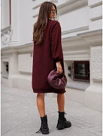 Dlouhý dámský oversize kardigan s kapsami, bordó, FashionStreet MY2584 Dlouhý dámský oversize kardigan s kapsami, bordó, FashionStreet MY2584
