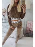 Velurová souprava s kapucí hnědá