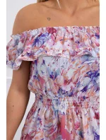 Květinové šaty s odhalenými rameny tmavě růžové Květinové šaty s odhalenými rameny tmavě růžové