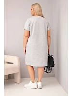Dámské šaty Plus Size s krátkým rukávem a kapsami šedý melír