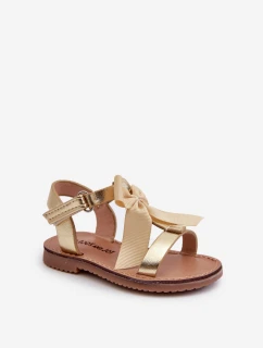 Dětské sandálky S Mašlí Na Suchý Zip Zlaté Joratia