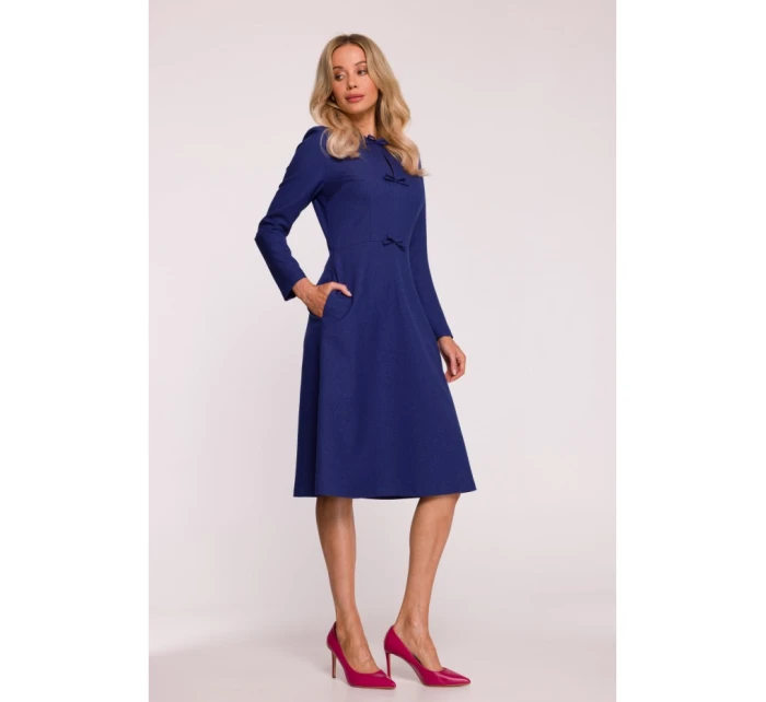 model 21319069 Šaty s mašlí modré - STYLOVE model 21319069 Šaty s mašlí modré - STYLOVE