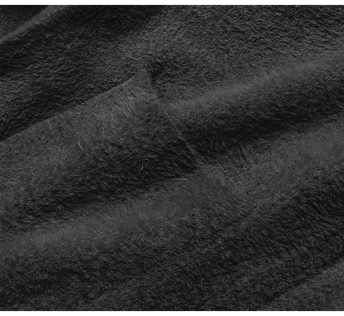 Dlouhý černý vlněný přehoz přes oblečení typu alpaka s kapucí (M105-1)