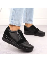 Černé dámské kožené tenisky na podpatku Sergio model 21904571 - LEONE Černé dámské kožené tenisky na podpatku Sergio model 21904571 - LEONE