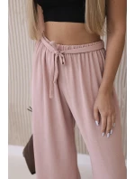 Kalhoty s širokým pasem tmavě pudrově růžová Kalhoty s širokým pasem tmavě pudrově růžová