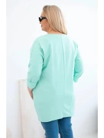 Dámská blůza Plus Size s delším zadním dílem a dlouhým rukávem mátová