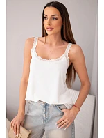 Dámská halenka na ramínkách s krajkovým model 22040208 bílá - K-Fashion Dámská halenka na ramínkách s krajkovým model 22040208 bílá - K-Fashion