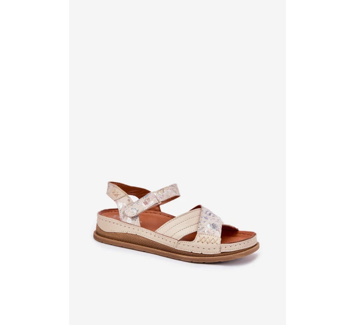 Dámské Kožené Sandály Na Platformě model 21701984 Ecru - Maciejka