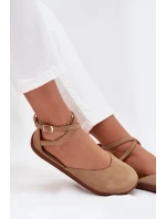 Semišové Baleríny Dámské S Pásky  Béžové model 21706966 - Zazoo