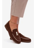 Mokasyny Loafersy Damské Z Eko Zamszu Čokoládové Darwen Mokasyny Loafersy Damské Z Eko Zamszu Čokoládové Darwen