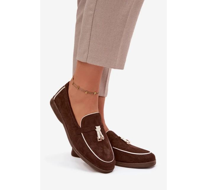 Mokasyny Loafersy Damské Z Eko Zamszu Čokoládové Darwen Mokasyny Loafersy Damské Z Eko Zamszu Čokoládové Darwen
