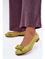 Kožené baleríny s mašlí Maciejka P6802-09 Limetkové