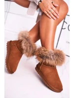 Dámské Kožené Sněhule S Kožešinou Camel model 19945640 - Kesi