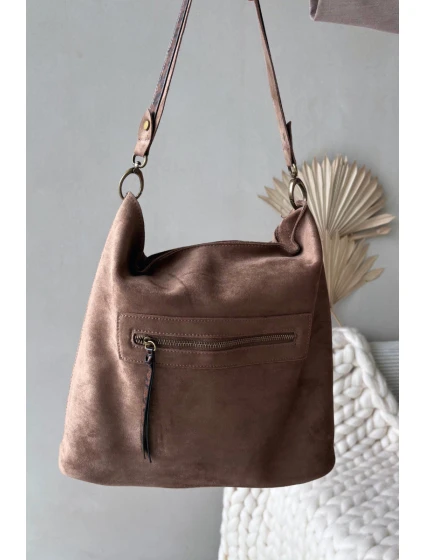 Dámská kabelka z eko semiše Deliane – béžová