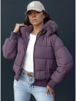 Dámská prošívaná zimní bunda s kožešinou COLDPACK fialová FashionStreet TY4431