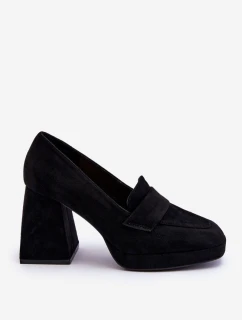 Semišové Lodičky Na Podpatku A Platformě Černe model 21612230 - VINCEZA