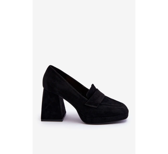 Semišové Lodičky Na Podpatku A Platformě Černe model 21612230 - VINCEZA