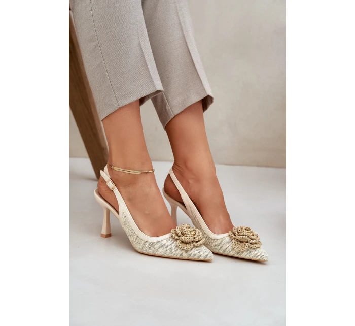 Pletené Lodičky S Odkrytou Patou Béžové Lanithra