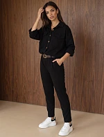 Dámská souprava s blůzou a kalhotami, černá, FashionStreet AY1239