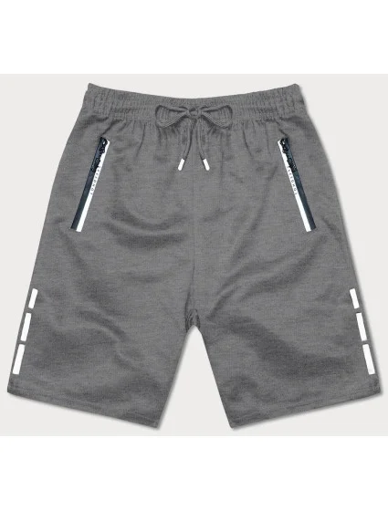 Šedé pánské kraťasy s vsadkami model 18416146 - J.STYLE Šedé pánské kraťasy s vsadkami model 18416146 - J.STYLE