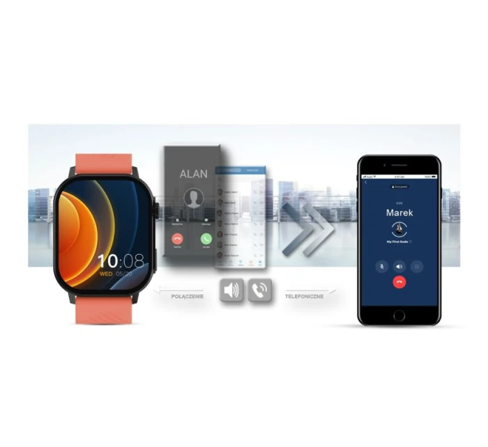 Chytré hodinky Gravity GT15-3 Červený silikonový řemínek + černý náramek