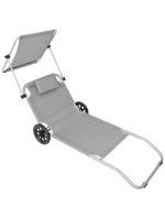 Skládací plážové lehátko se stříškou na kolečkách 116x62x62-90CM šedé Skládací plážové lehátko se stříškou na kolečkách 116x62x62-90CM šedé